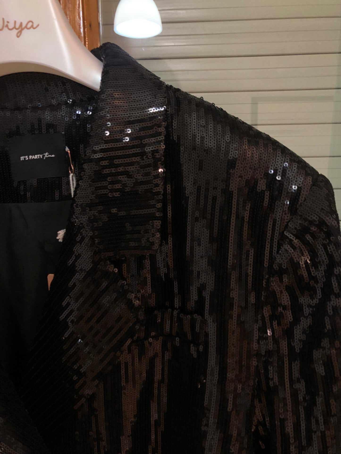 Blazer micro-paillettes nero