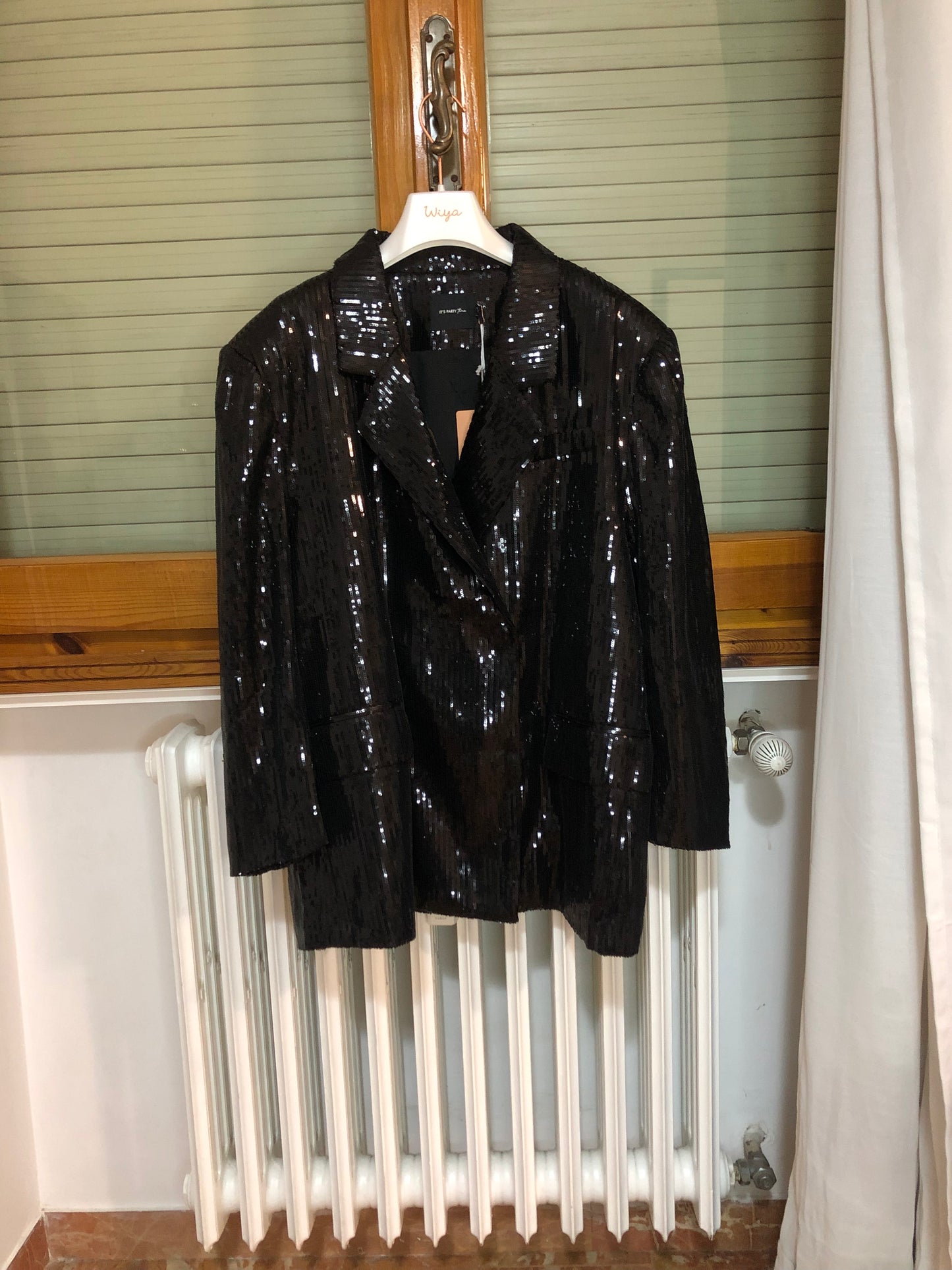 Blazer micro-paillettes nero