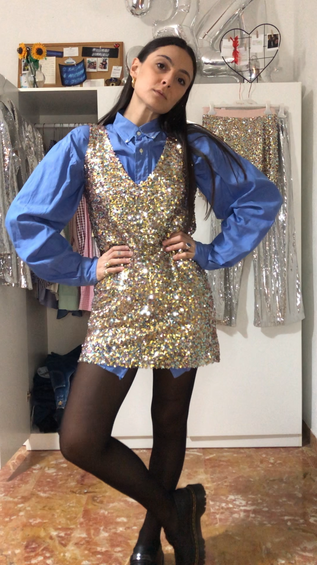Abito in paillettes multicolor