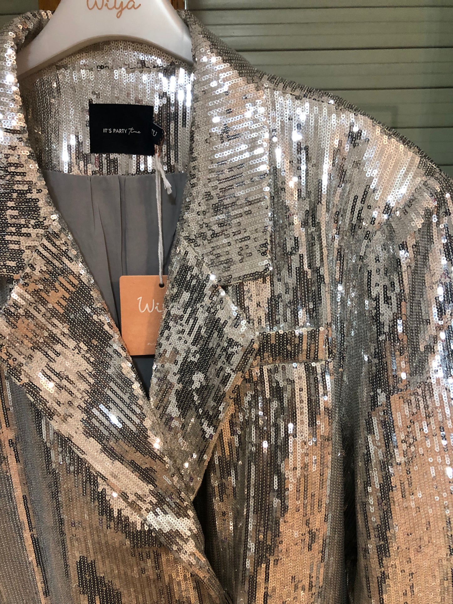 Blazer micro-paillettes argento