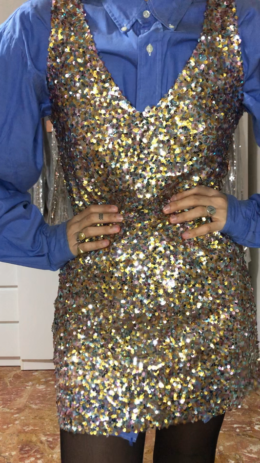 Abito in paillettes multicolor