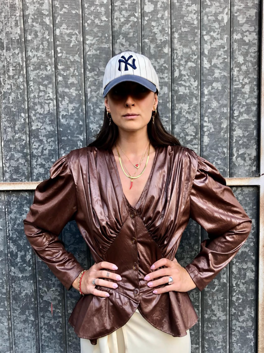 Blusa Effetto Pelle