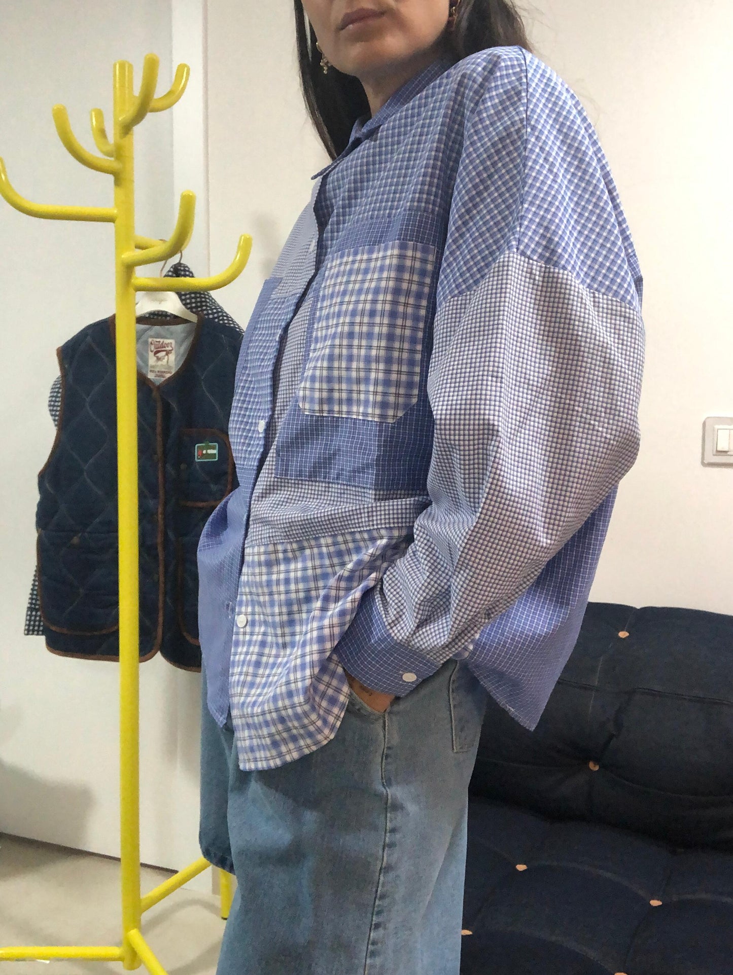 Camicia Patchwork Celeste