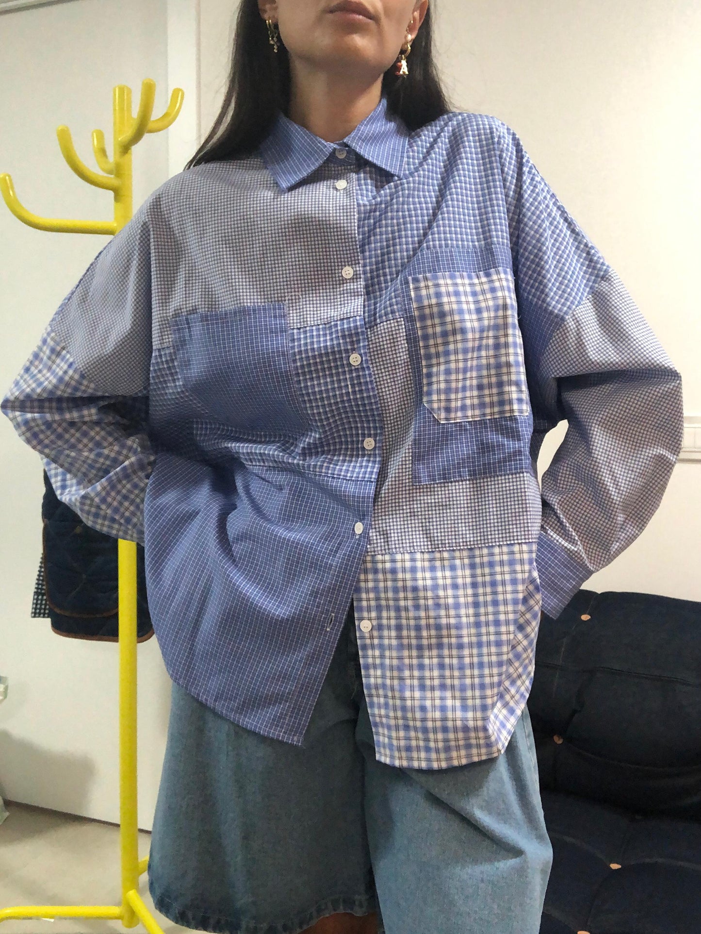 Camicia Patchwork Celeste