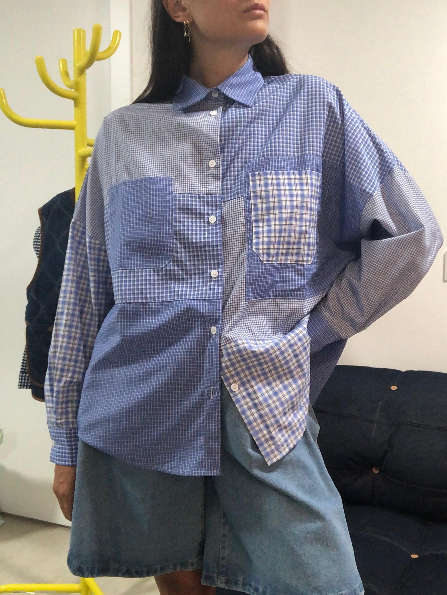 Camicia Patchwork Celeste