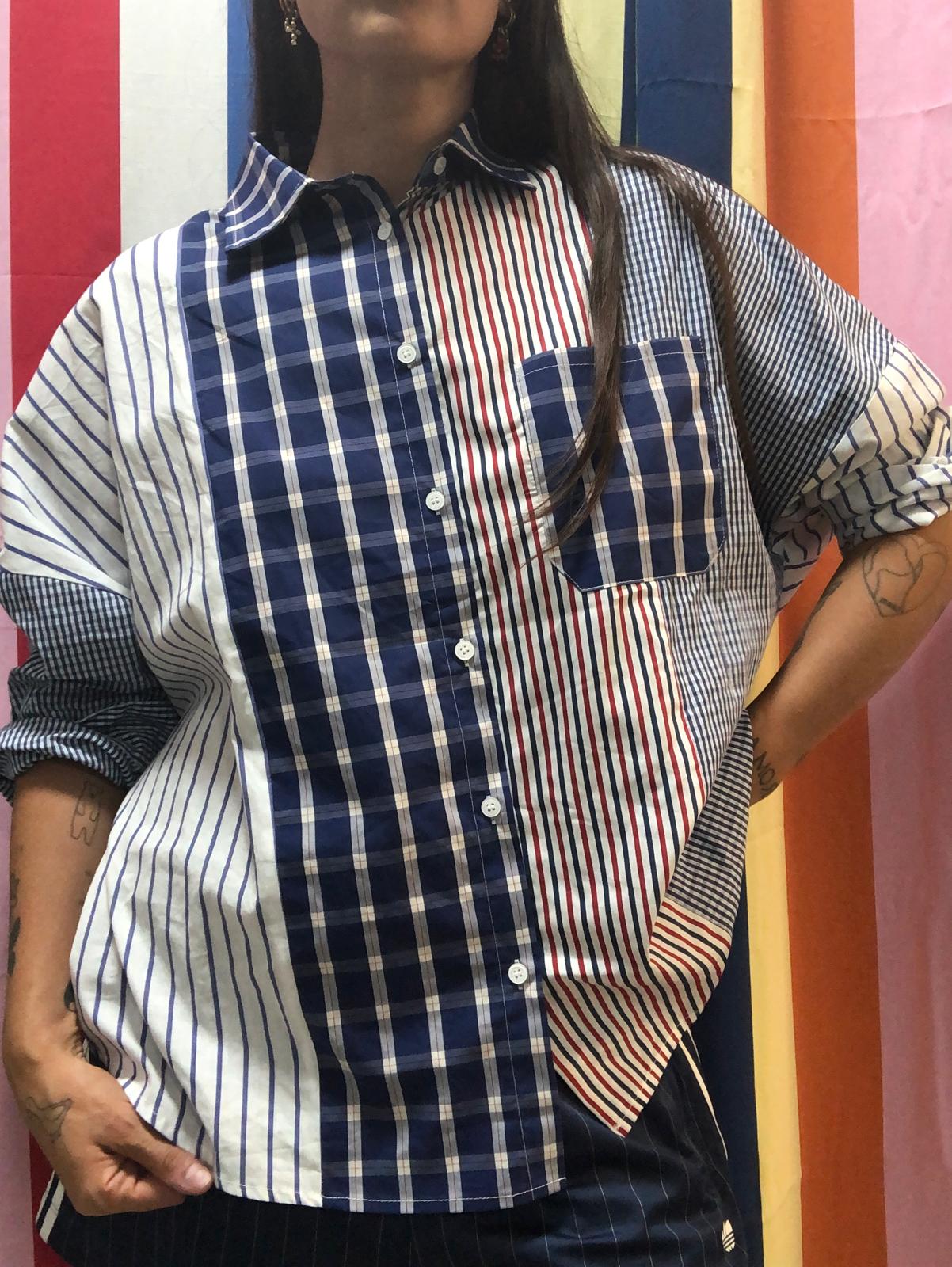 Camicia Patchwork blu e rossa